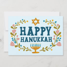 Tarjeta Festiva Fotos del Personalizado de HAPPY HANUKKAH Floral W