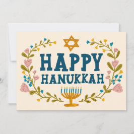 Tarjeta Festiva Fotos del Personalizado de HAPPY HANUKKAH Floral W