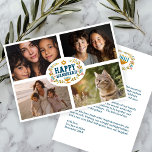 Tarjeta Festiva Fotos del Personalizado de HAPPY HANUKKAH Floral W<br><div class="desc">Flores dibujadas a mano por mí para ti. Haga clic en "personalizar" para editar y agregar su propio texto a la parte posterior y las fotos al frente de la tarjeta o cambiar el tipo de letra o los colores. Todo es personalizable. Asegúrese de añadir fotos debajo de la obra...</div>