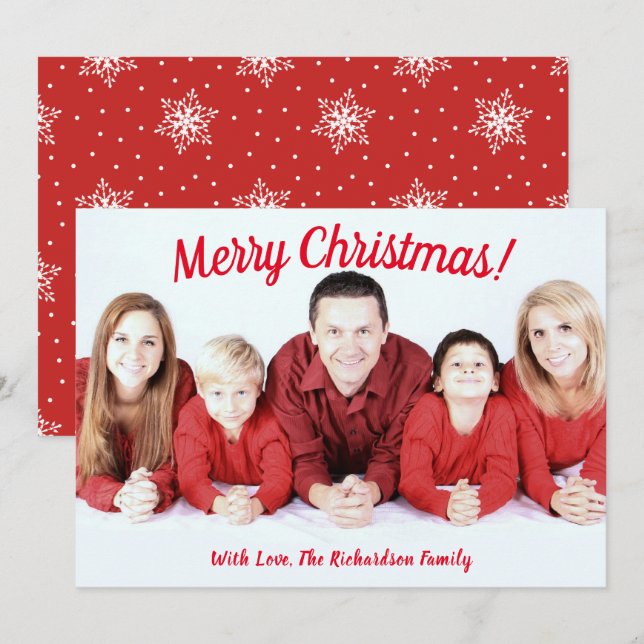 Tarjeta Festiva Fotos del Personalizado del patrón del copo de nie (Anverso / Reverso)