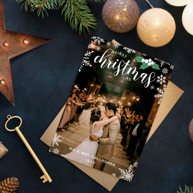 Tarjeta Festiva Fotos del primer Boda de Navidades de White Holly  (Subido por el creador)