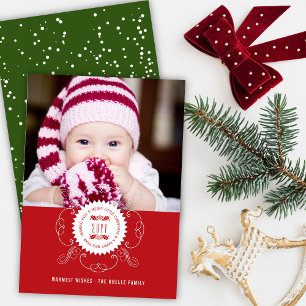 Tarjeta Festiva Fotos del sello de Año Nuevo Feliz a pequeños Navi
