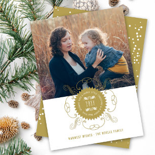 Tarjeta Festiva Fotos del sello de Año Nuevo Feliz a pequeños Navi