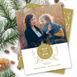 Tarjeta Festiva Fotos del sello de Año Nuevo Feliz a pequeños Navi