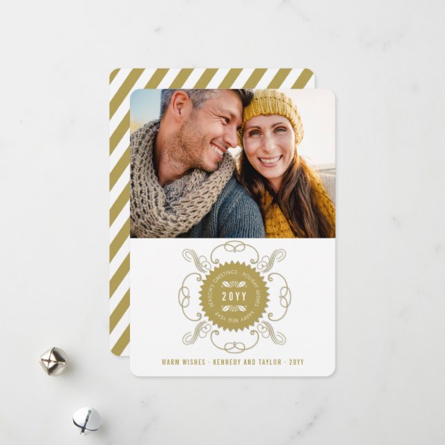 Tarjeta Festiva Fotos del sello de Año Nuevo: Saludos de temporada (Anverso/Reverso In Situ)