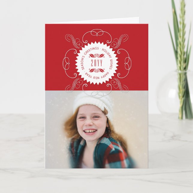 Tarjeta Festiva Fotos del sello de Año Nuevo: Saludos de temporada (Anverso)