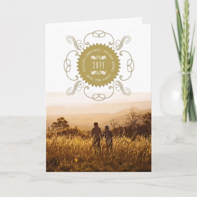 Tarjeta Festiva Fotos del sello de Año Nuevo: Saludos de temporada (Anverso)