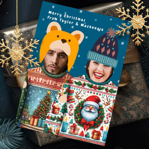 Tarjeta Festiva Fotos divertidas Navidades personalizados jumper