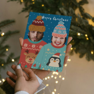 Tarjeta Festiva Fotos divertidas Navidades personalizados jumper
