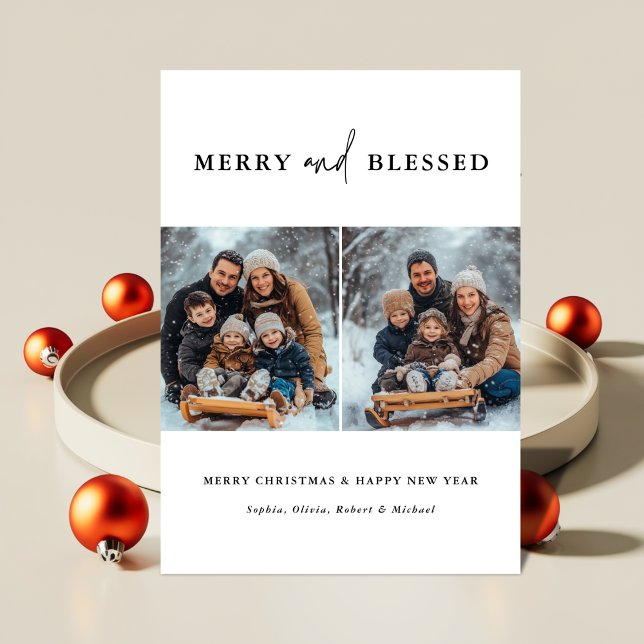 Tarjeta Festiva Fotos familiares de Año Nuevo de Feliz y Benditos  (Subido por el creador)