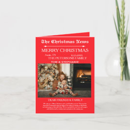 Tarjeta Festiva Fotos familiares de Merry Christmas Newspaper