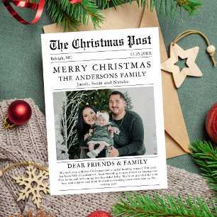 Tarjeta Festiva Fotos familiares de Merry Christmas Newspaper
