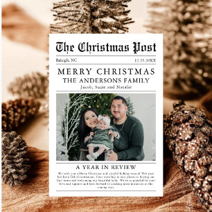 Tarjeta Festiva Fotos familiares de Merry Christmas Newspaper