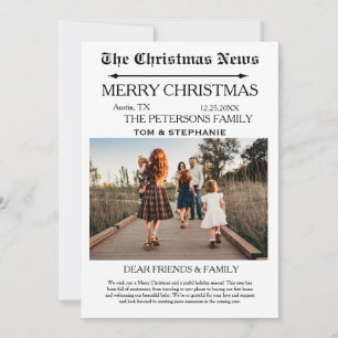 Tarjeta Festiva Fotos familiares de Merry Christmas Newspaper
