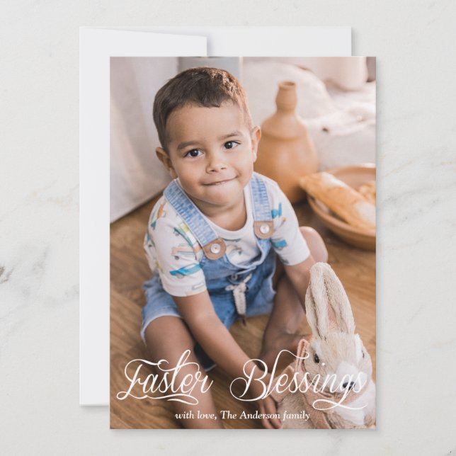 Tarjeta Festiva Fotos familiares de niños pequeños bendecidos por  (Anverso)