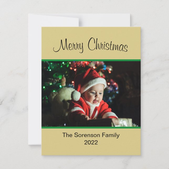 Tarjeta Festiva Fotos familiares Festividades de Ornamentos de Oro (Anverso)