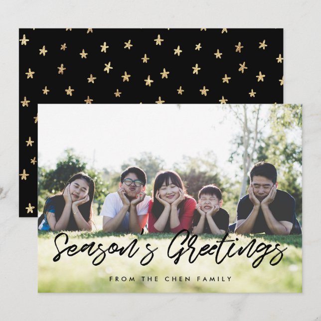 Tarjeta Festiva Fotos familiares modernas de los saludos de tempor (Anverso / Reverso)