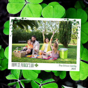 Tarjeta Festiva Fotos familiares sencillas de tréboles del día de