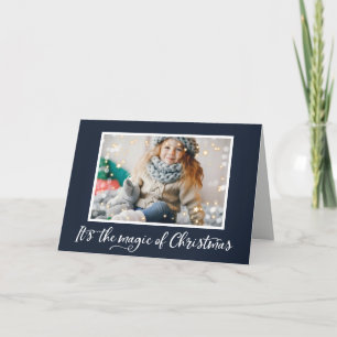 Tarjeta Festiva Fotos familiares y chispas Vacaciones mágicas