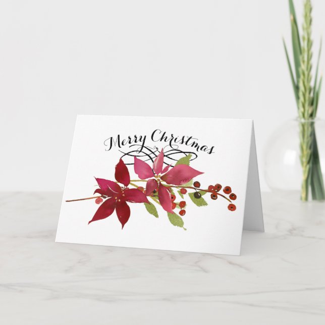 Tarjeta Festiva Fotos internas de la flor de Poinsettia Roja navid (Anverso)
