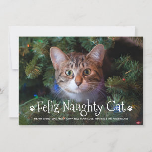 Tarjeta Festiva Fotos Mascotas personalizadas de Feliz Gato