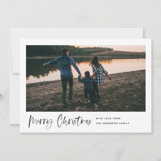 Tarjeta Festiva Fotos mínimas en el guión moderno del pincel de na (Anverso)