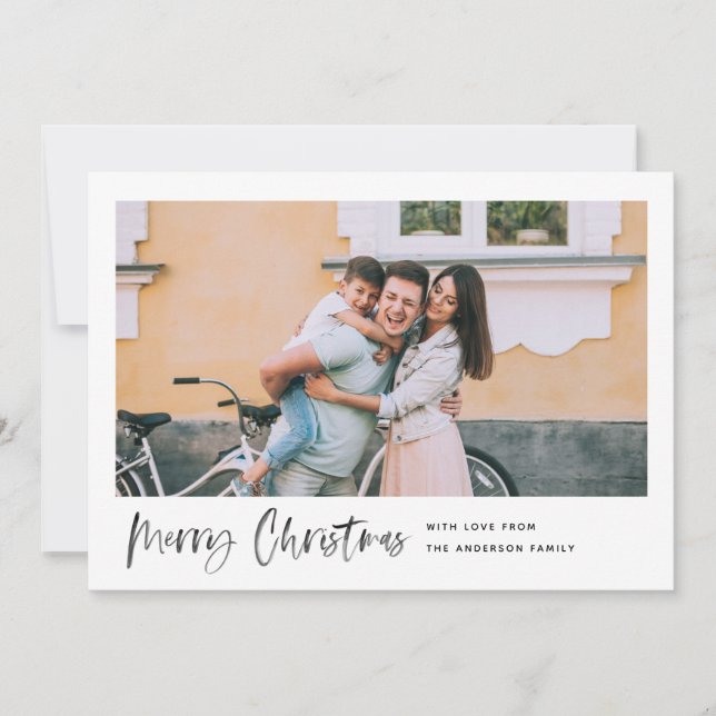 Tarjeta Festiva Fotos mínimas en el guión moderno del pincel de na (Anverso)