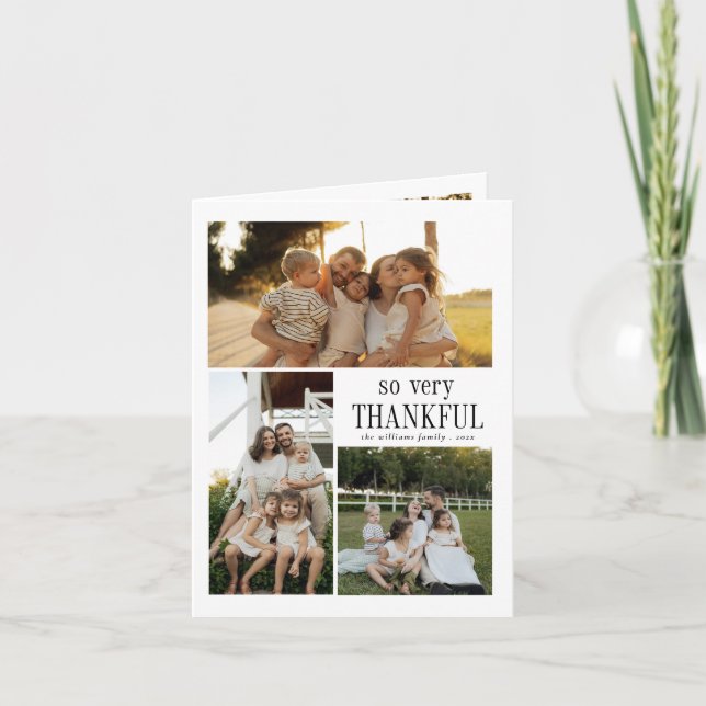 Tarjeta Festiva Fotos Mínimas Tan Muy Agradecidas Feliz Día de Gra (Anverso)