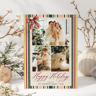 Tarjeta Festiva Fotos modernas 3 Festividades Felices Fiestas Vint