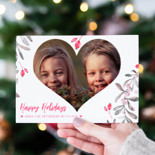 Tarjeta Festiva Fotos modernas de bayas de color rosa Felices Fies