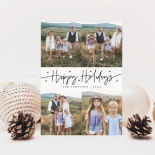 Tarjeta Festiva Fotos multiples de guiones de vacaciones felices