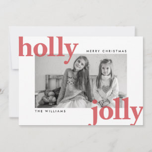Tarjeta Festiva Fotos Navidades de Holly Jolly saludan
