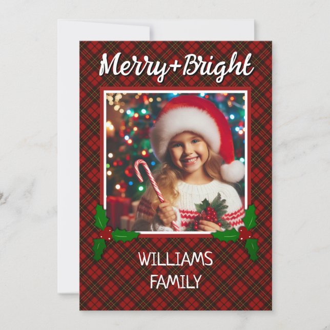 Tarjeta Festiva Fotos Navidades de Personalizados de lona roja sal (Anverso)