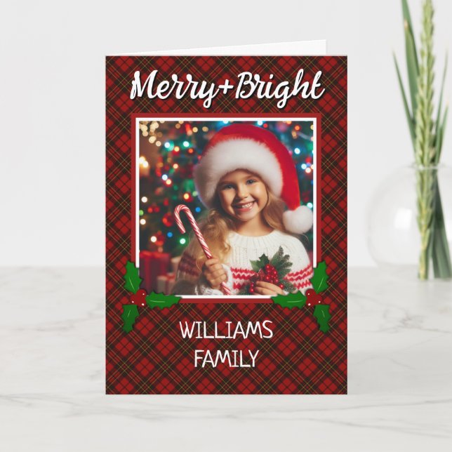 Tarjeta Festiva Fotos Navidades de Personalizados de lona roja sal (Anverso)