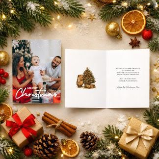 Tarjeta Festiva Fotos Navideñas Acogedoras Capibara Árbol de Navid
