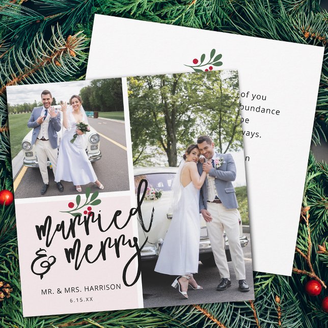 Tarjeta Festiva Fotos navideñas casadas y frías (Married and Merry Christmas Photo Holiday Card)