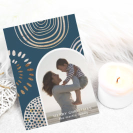 Tarjeta Festiva Fotos navideñas con mensaje azul