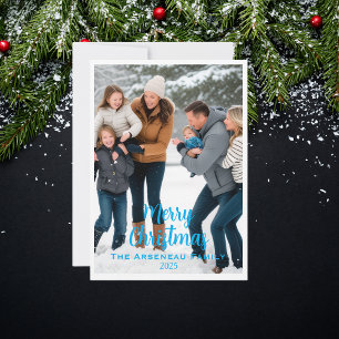 Tarjeta Festiva Fotos navideñas de Feliz Azul Personalización