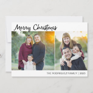 Tarjeta Festiva Fotos navideñas de Feliz con dos imágenes