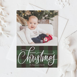 Tarjeta Festiva Fotos navideñas de feriado verde ruso