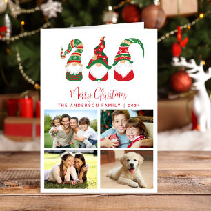 Tarjeta Festiva Fotos Navideñas de Gnomos Festivos
