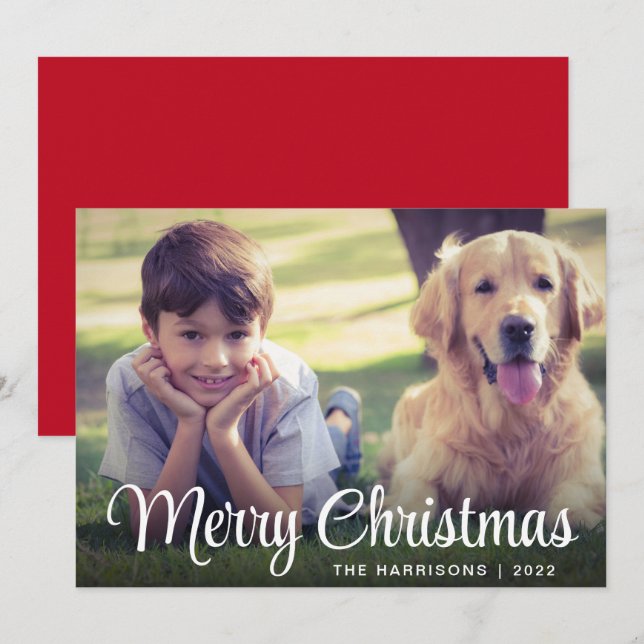 Tarjeta Festiva Fotos navideñas de Merry (Anverso / Reverso)