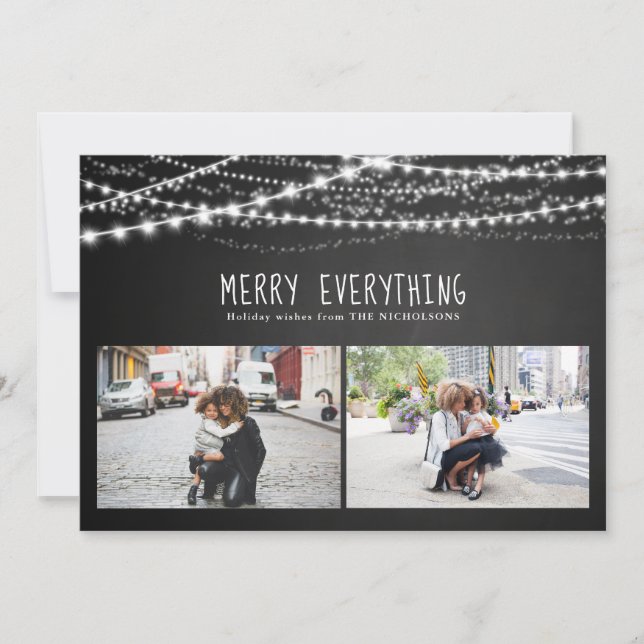 Tarjeta Festiva Fotos navideñas de Merry Everything Typography (Anverso)