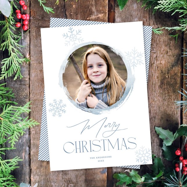 Tarjeta Festiva Fotos navideñas heladas de invierno con copo de ni (Subido por el creador)