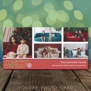Tarjeta Festiva Fotos navideñas merry - collage de 5 fotos
