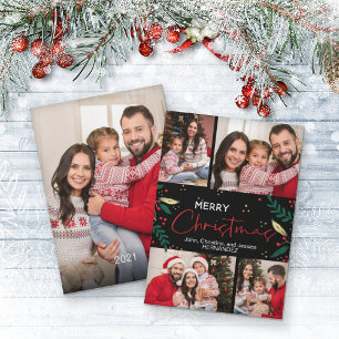 Tarjeta Festiva Fotos navideñas merry Green Red Gold