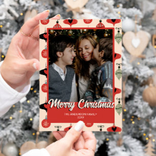 Tarjeta Festiva Fotos navideñas merry Mid Century Modern