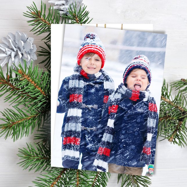 Tarjeta Festiva Fotos navideñas merry Ornamentos acuarelas simples (Merry Christmas simple holiday photo greeting card.)