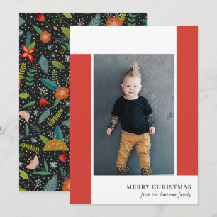 Tarjeta Festiva Fotos Navideñas Rojas en Bold Retro con Cítricos y