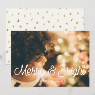 Tarjeta Festiva Fotos navideñas vírgenes merry y brillantes retro